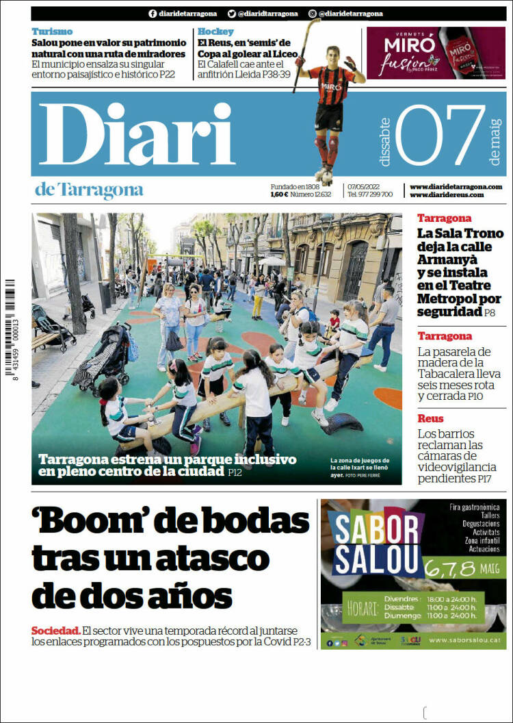 Portada de Diari de Tarragona (España)