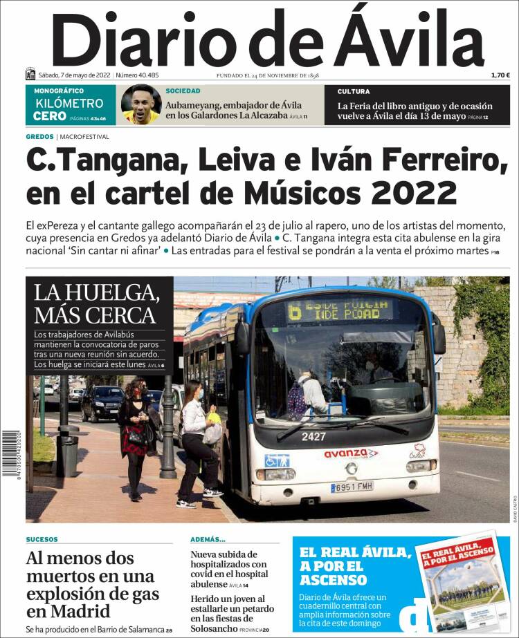 Portada de Diario de Ávila (España)