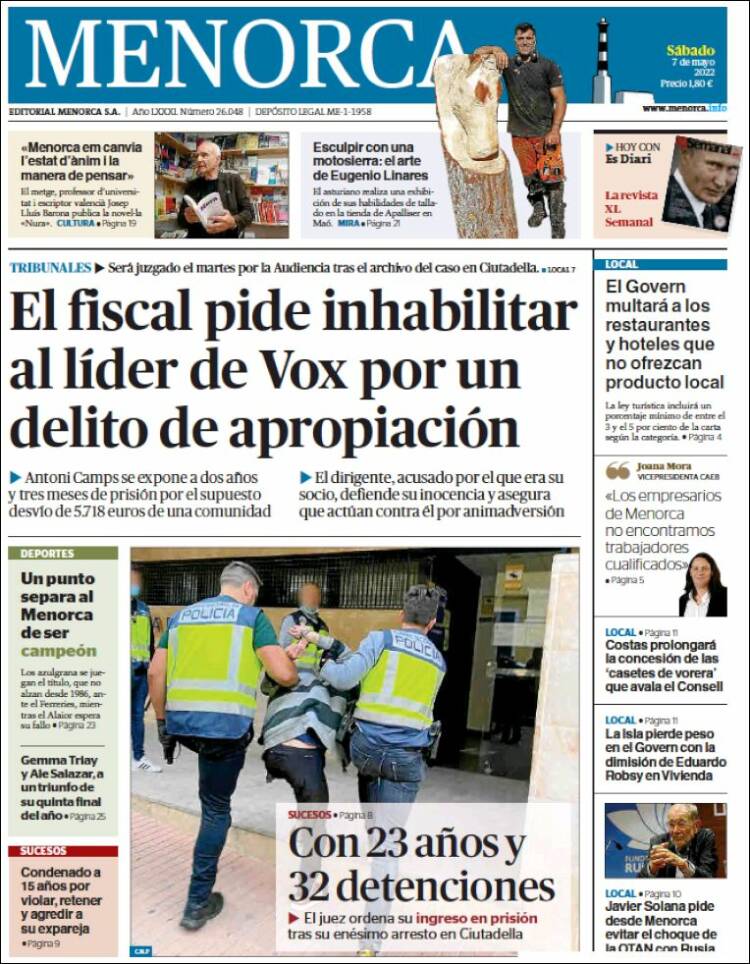 Portada de Menorca - Diario Insular (España)