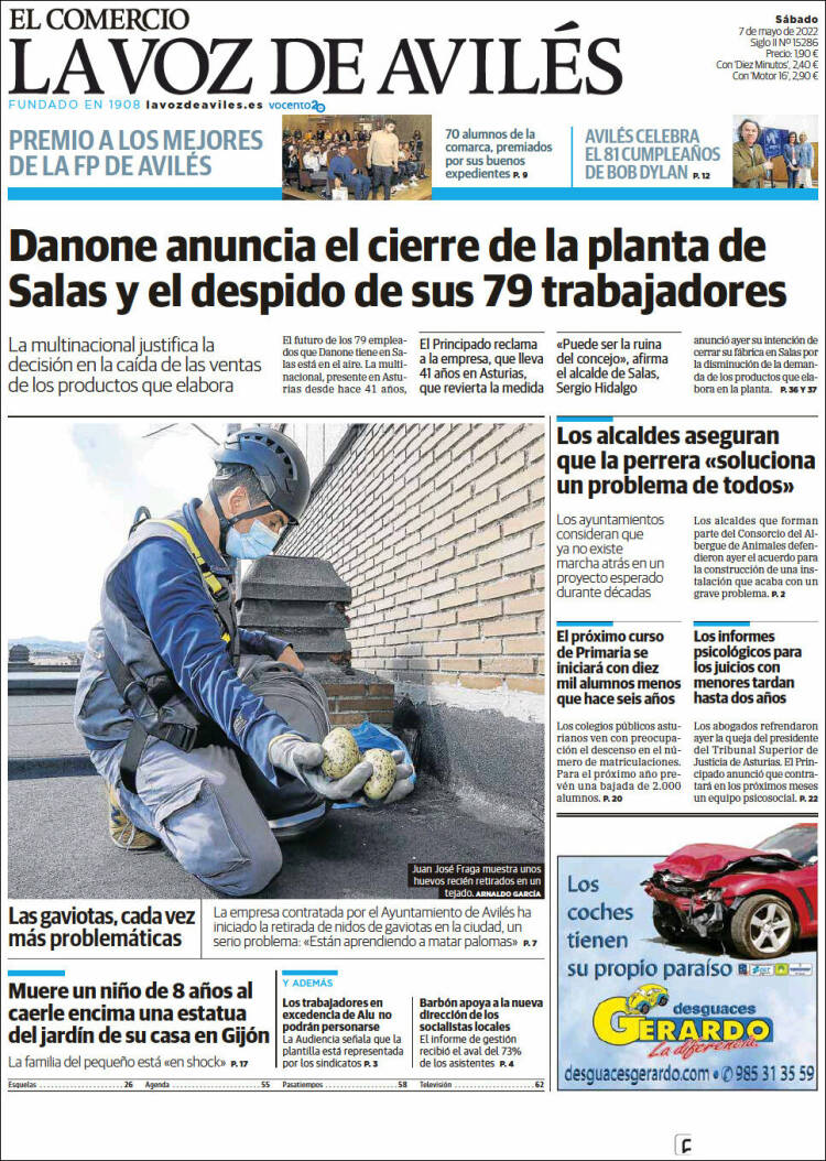 Portada de El Comercio - Avilés (España)