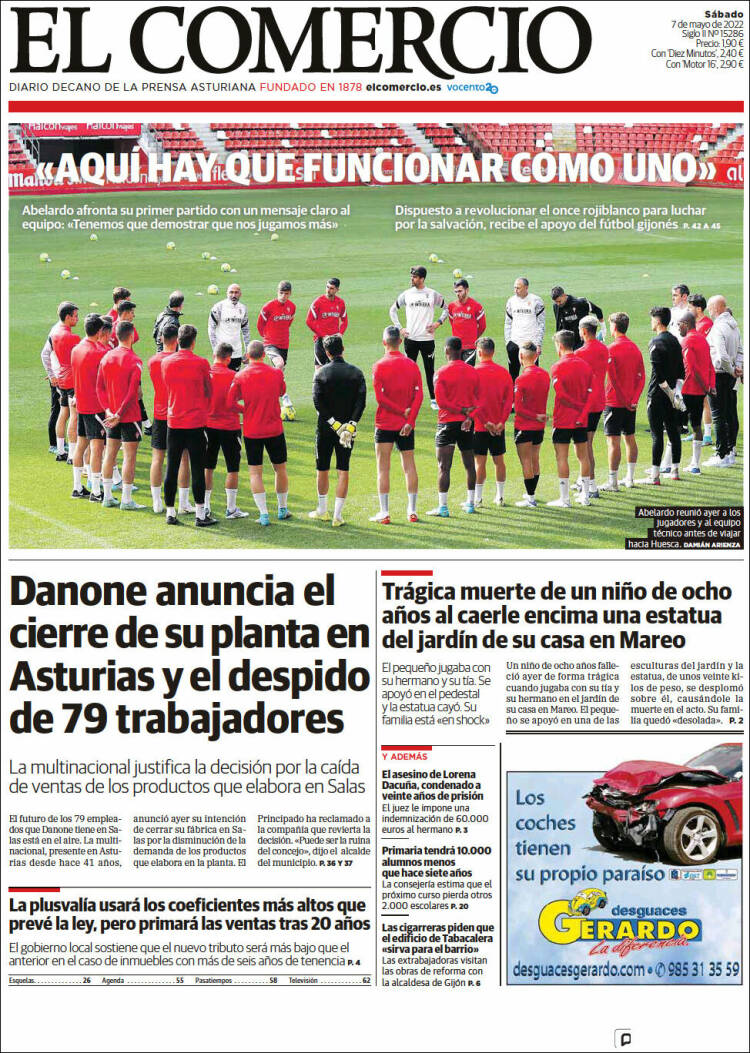 Portada de El Comercio - Gijón (España)