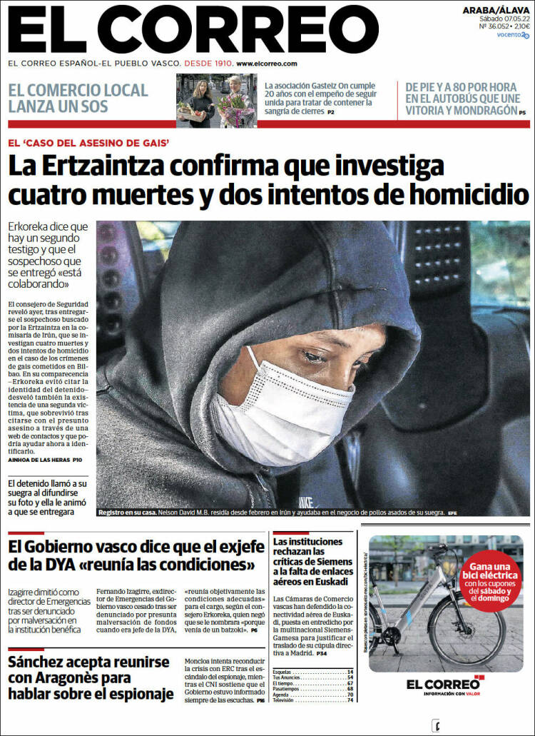 Portada de El Correo - Álava (España)
