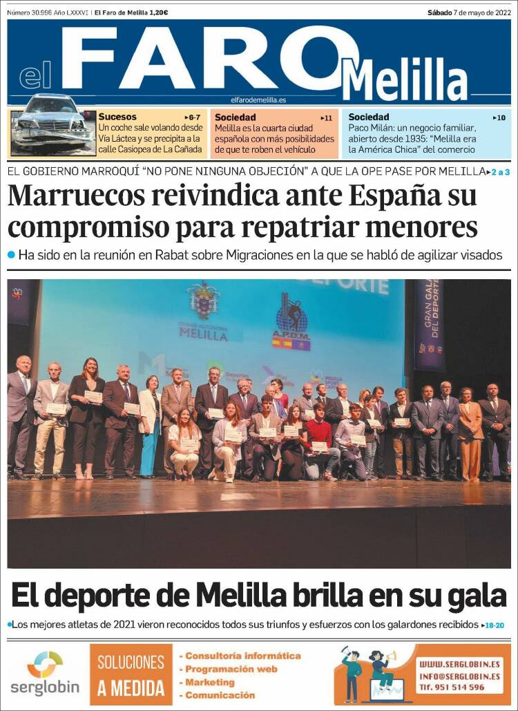 Portada de El Faro de Melilla (España)