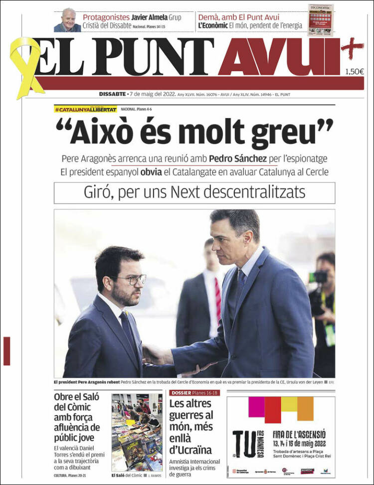 Portada de El Punt Avui (España)