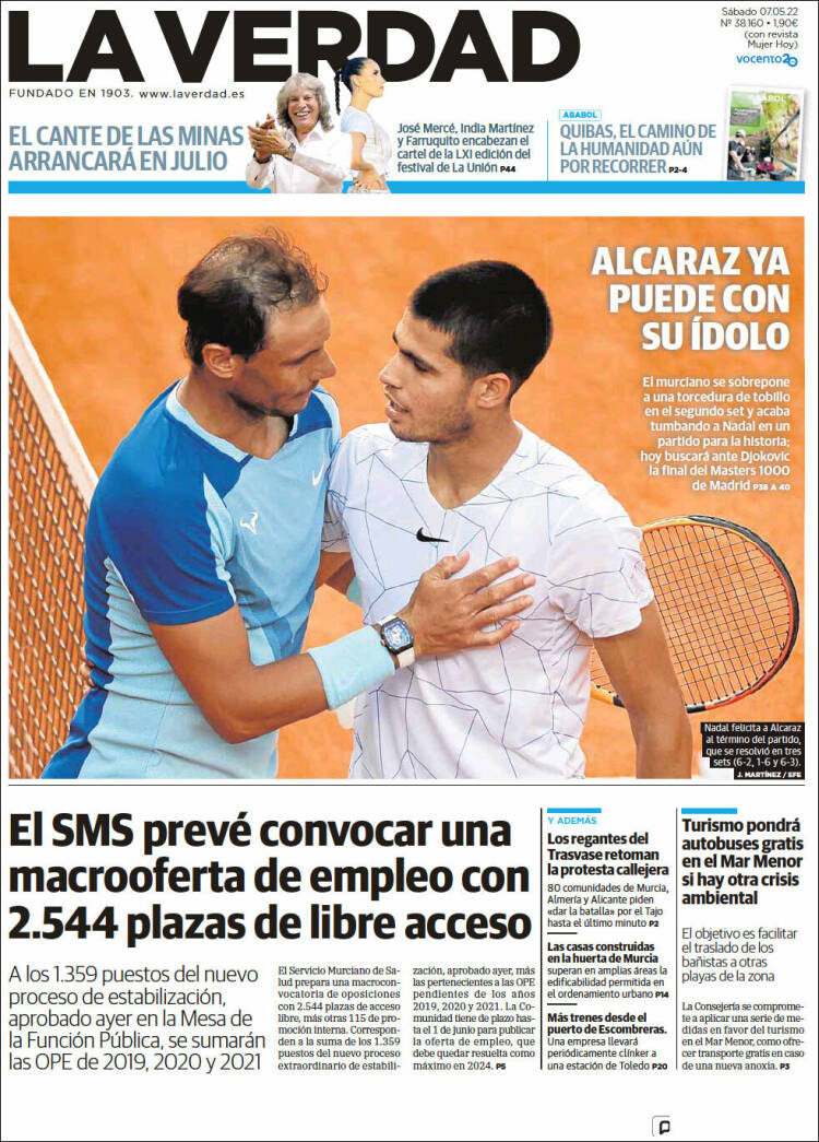 Portada de La Verdad de Murcia (España)