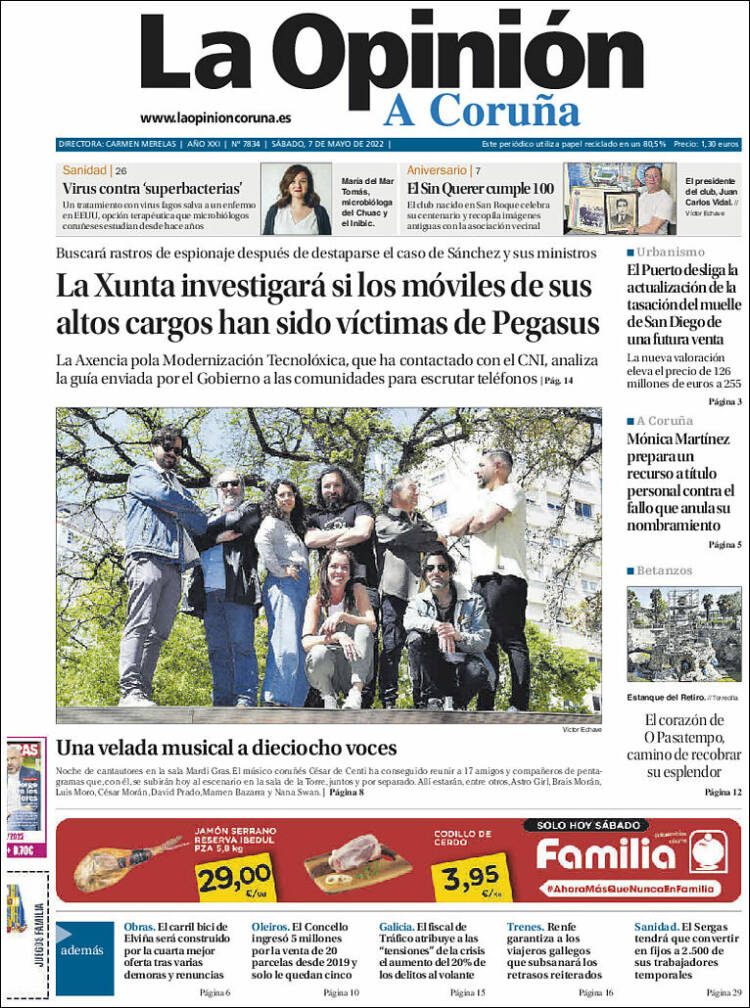 Portada de La Opinión de A Coruña (España)