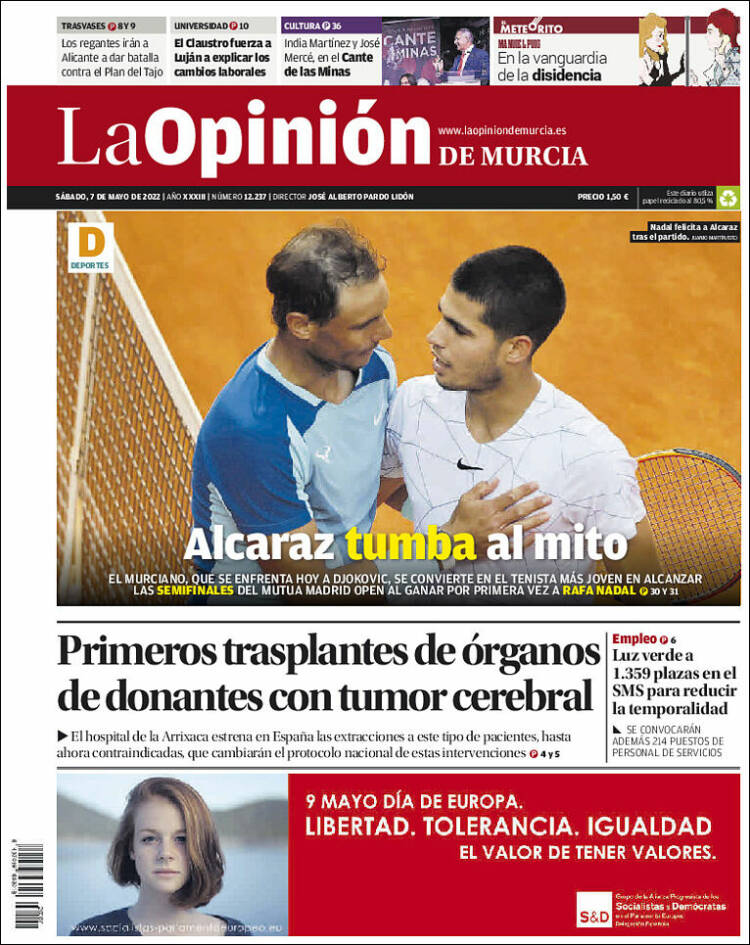 Portada de La Opinión de Murcia (España)