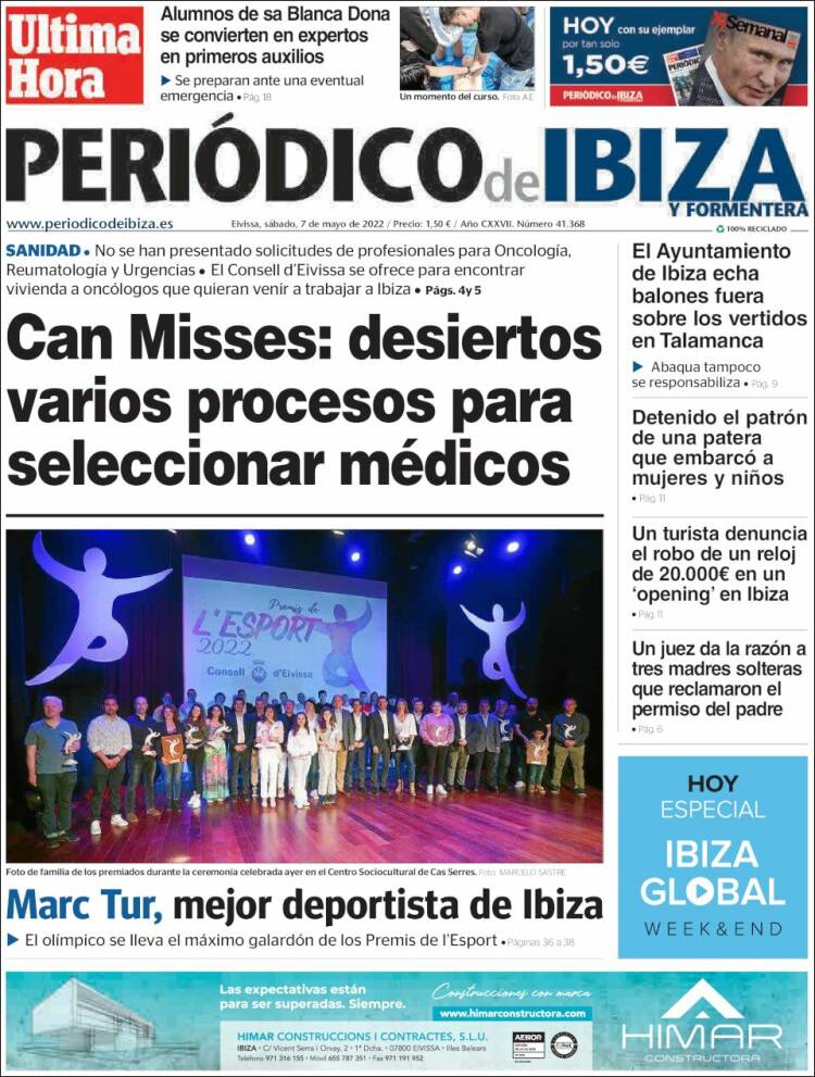 Portada de Periódico de Ibiza (España)