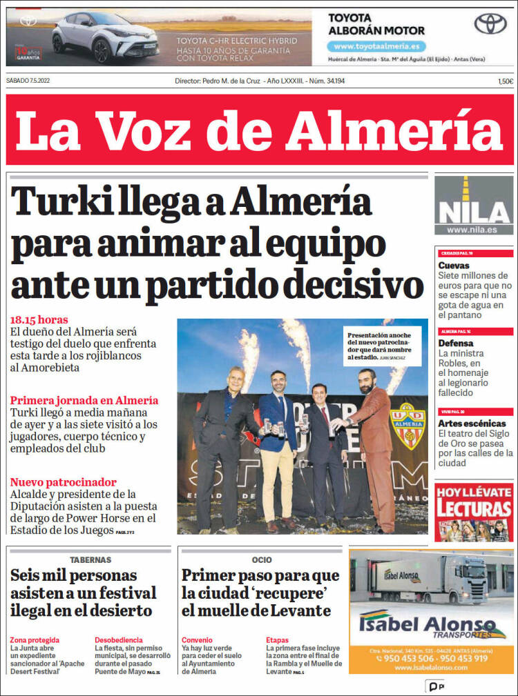 Portada de La Voz de Almería (España)