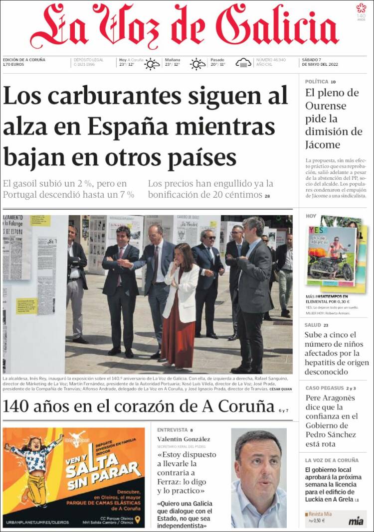 Portada de La Voz de Galicia (España)