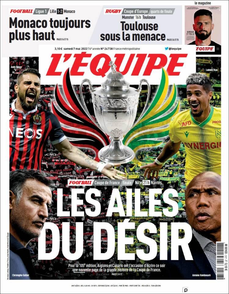 Portada de L'Equipe (Francia)