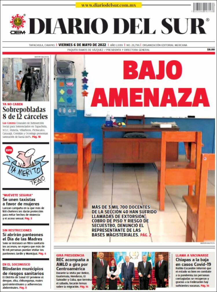 Portada de El Diario del Sur (México)