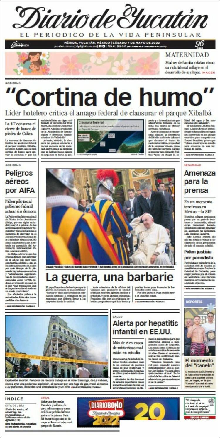 Portada de Diario de Yucatán (México)