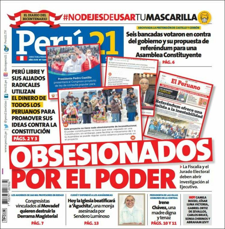 Portada de Perú 21 (Per&uacute;)