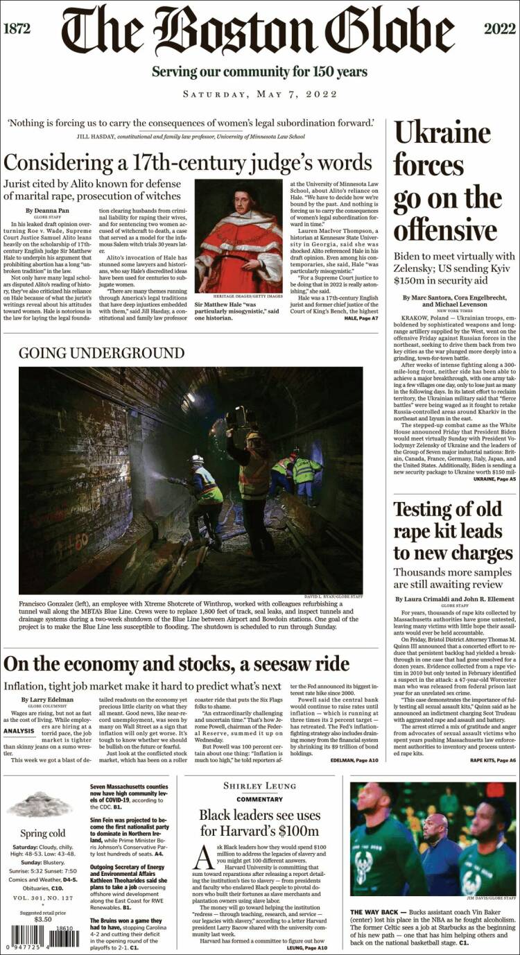 Portada de Boston Globe (USA)