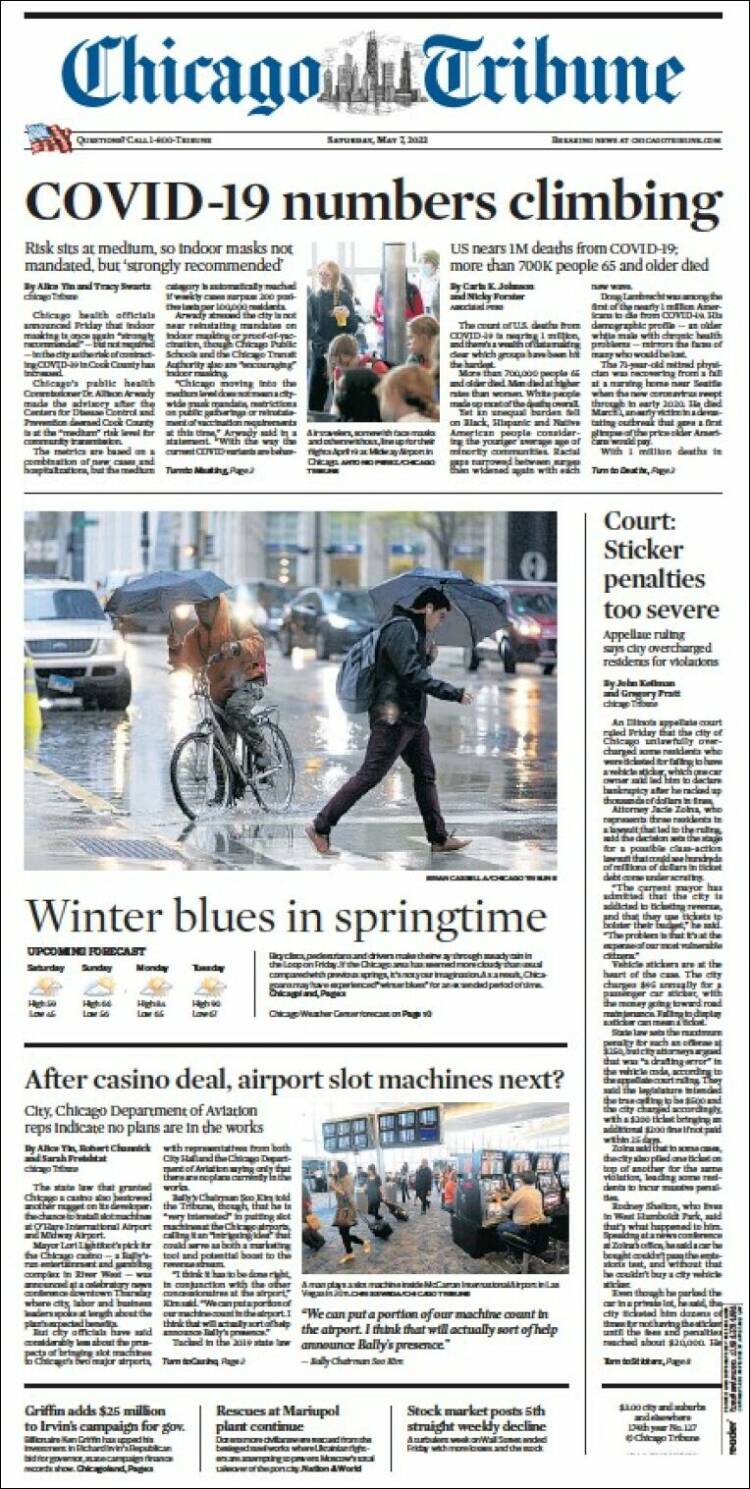 Portada de Chicago Tribune (USA)