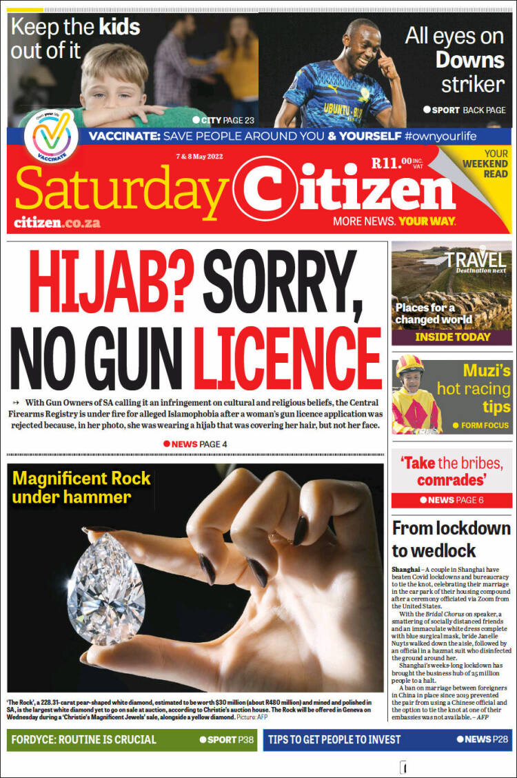 Portada de The Citizen (Sud&aacute;frica)