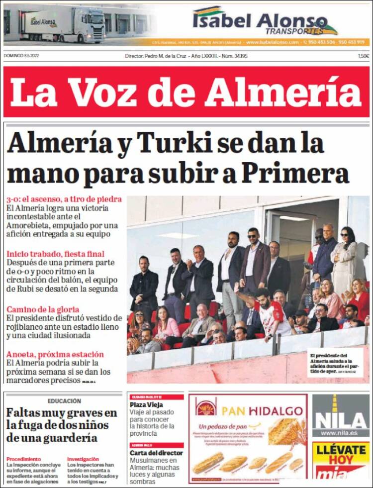 Portada de La Voz de Almería (España)