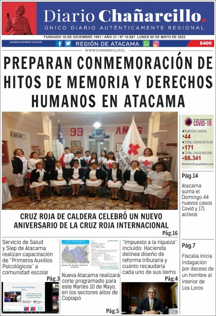 Portada de Diario Chañarcillo (Chile)