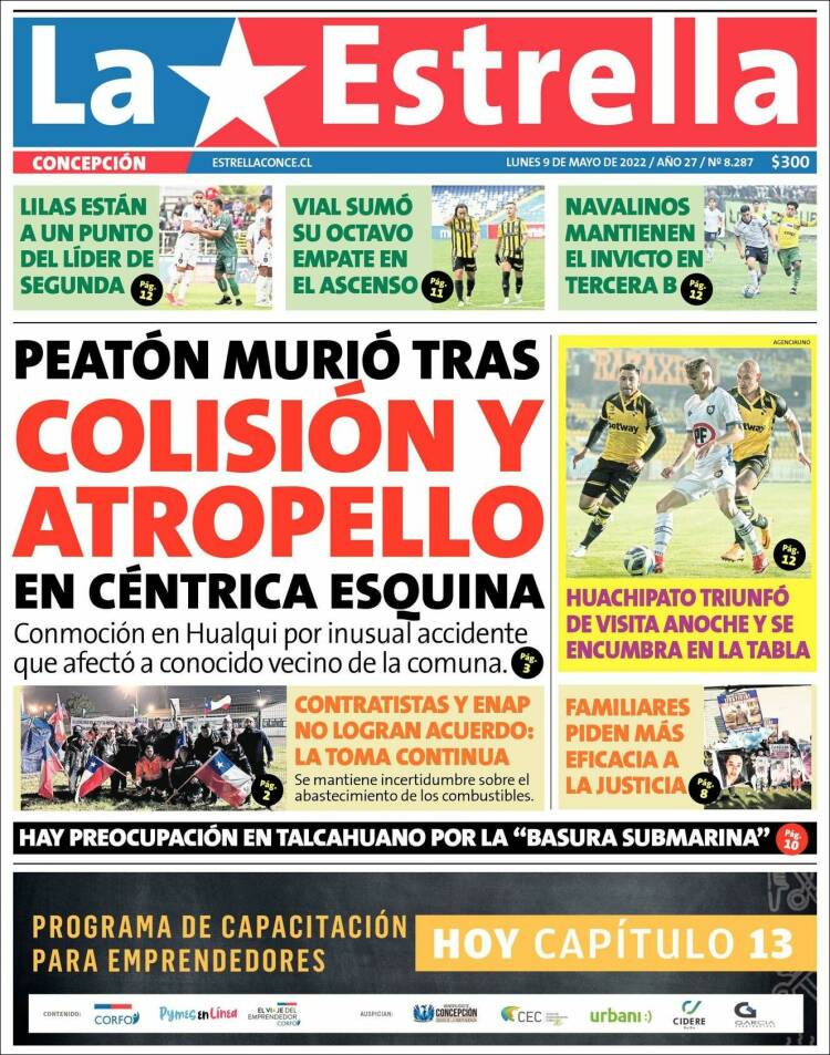 Portada de La Estrella de Concepción (Chile)