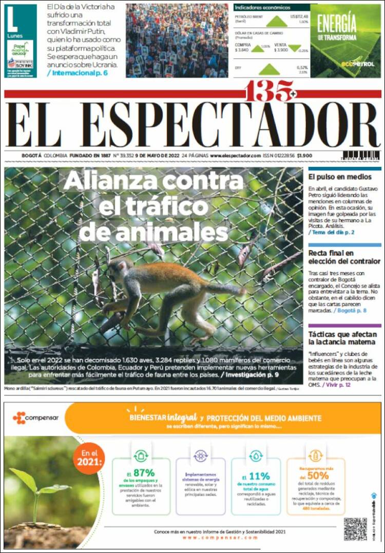 Portada de El Espectador (Colombia)