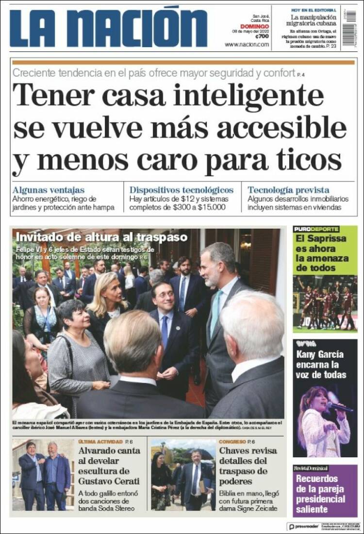 Portada de La Nación - Costa Rica (Costa Rica)