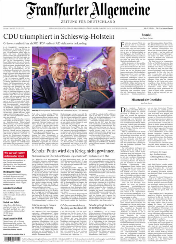 Portada de Frankfurter Allgemeine (Alemania)