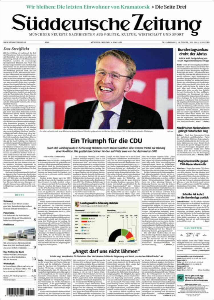 Portada de Sueddeutsche (Alemania)