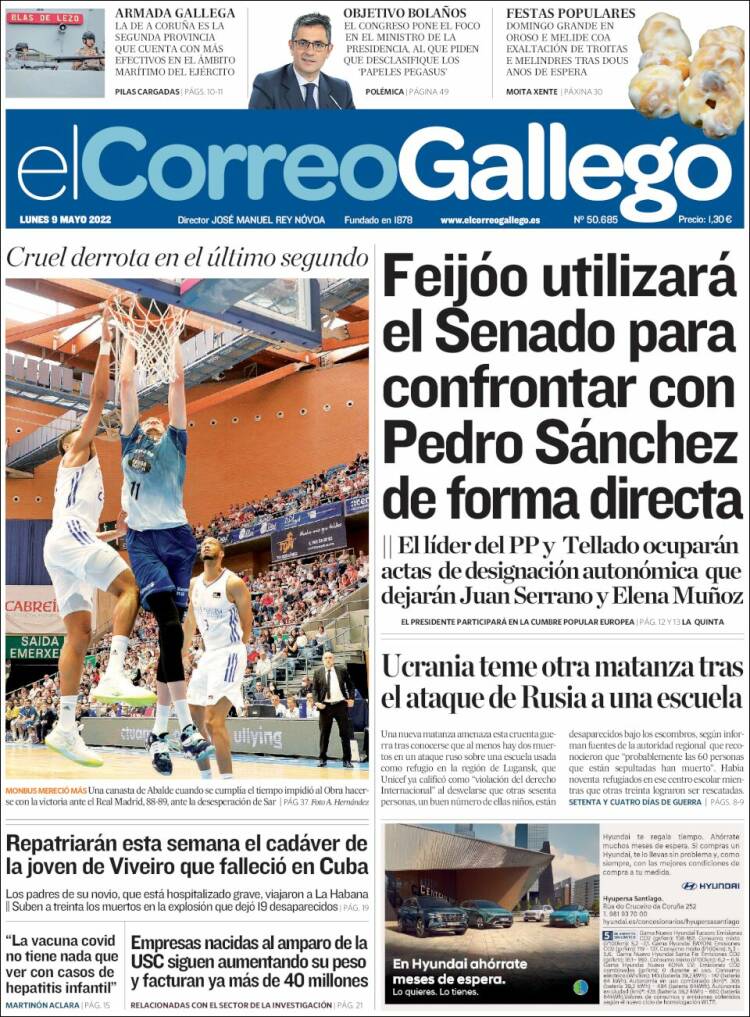 Portada de El Correo Gallego (Espagne)