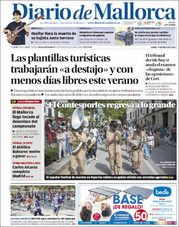 Portada de Diario de Mallorca (España)