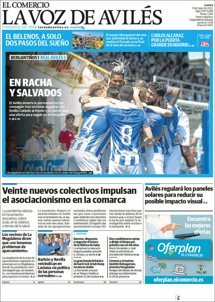 Portada de El Comercio - Avilés (España)