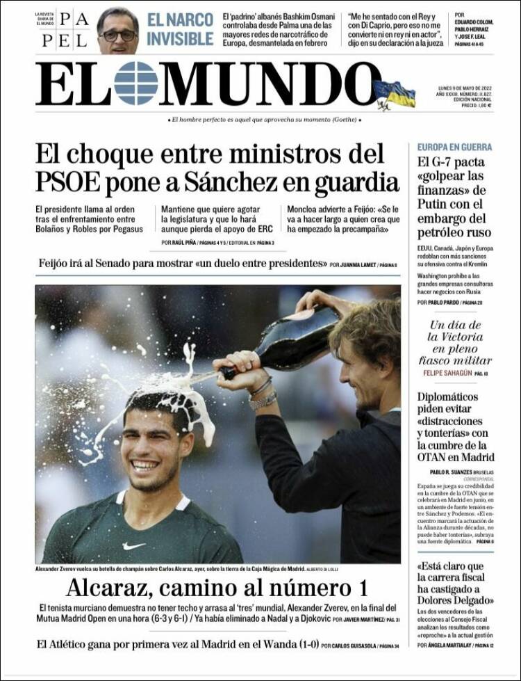 Portada de El Mundo (Espagne)