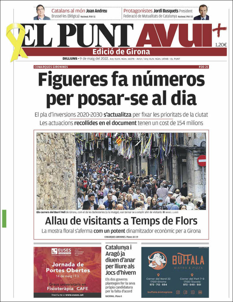 Portada de El Punt Avui - Girona (España)