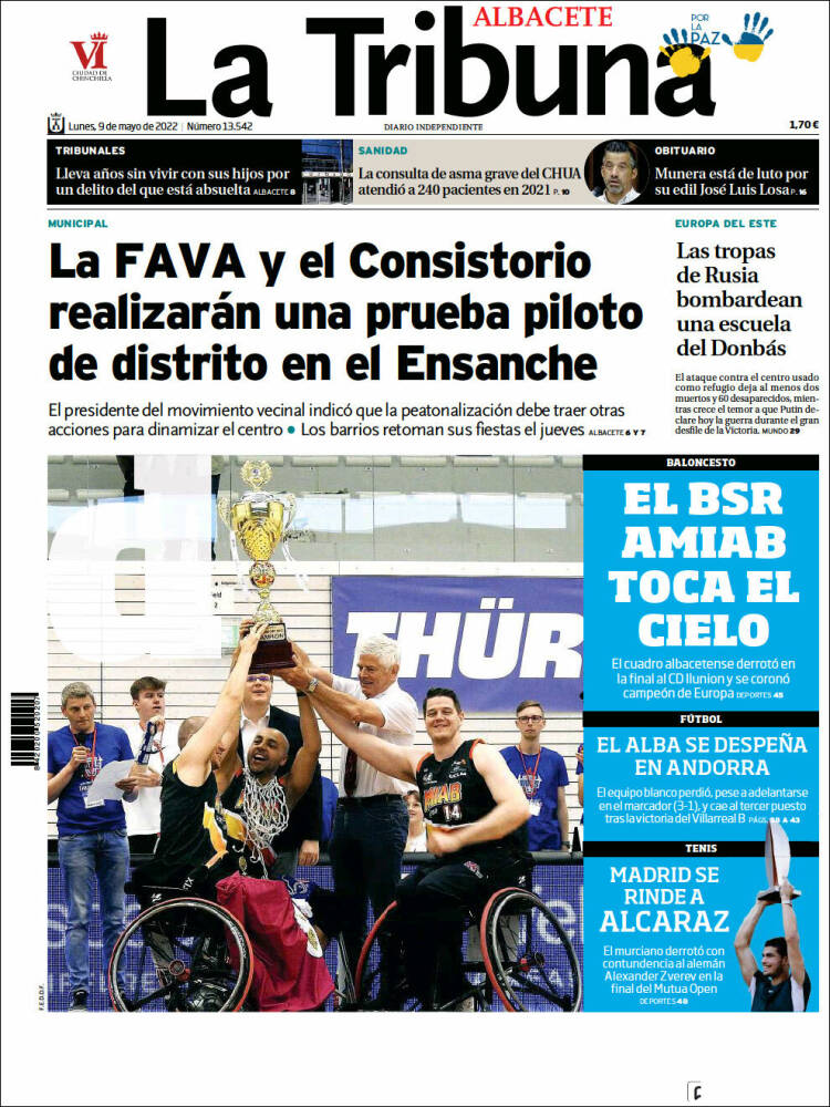 Portada de La Tribuna de Albacete (España)