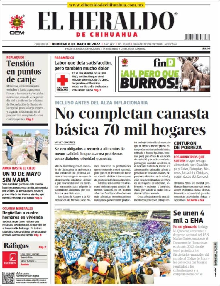 Portada de El Heraldo de Chihuahua (M&eacute;xico)