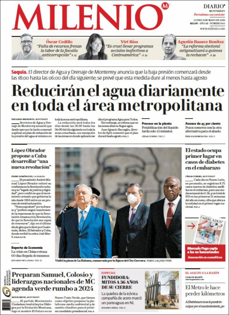 Portada de Milenio de Monterrey (M&eacute;xico)