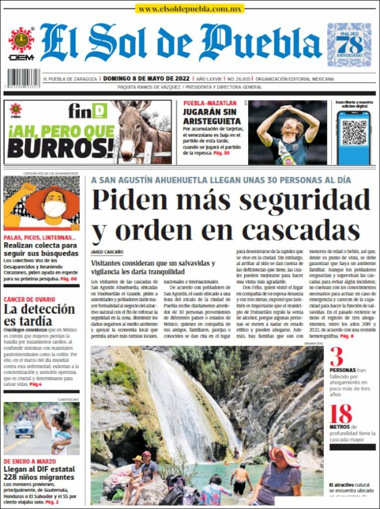 Portada de El Sol de Puebla (M&eacute;xico)