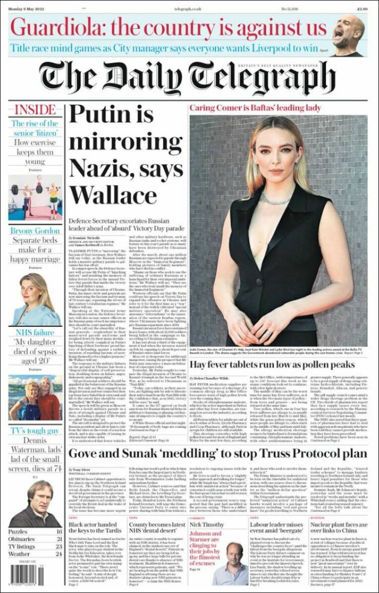 Portada de Daily Telegraph (Reino Unido)