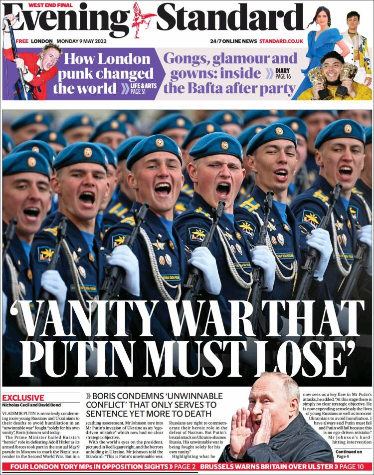 Portada de Evening Standard (Reino Unido)