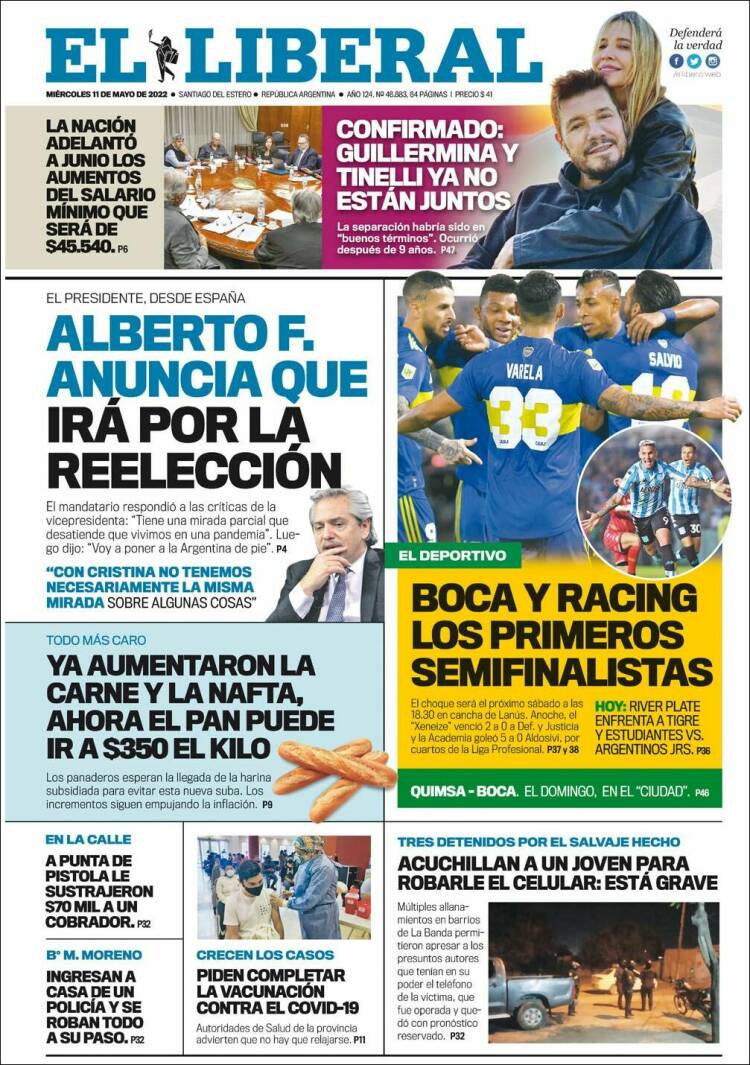 Portada de Diario El Liberal (Argentina)