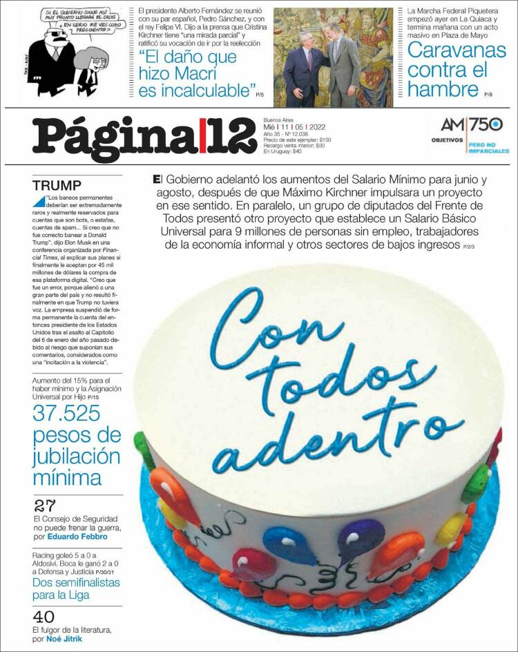 Portada de Página/12 (Argentina)