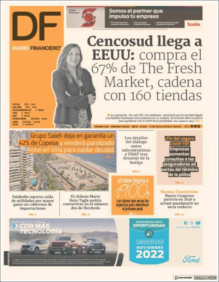 Portada de Diario Financiero (Chile)