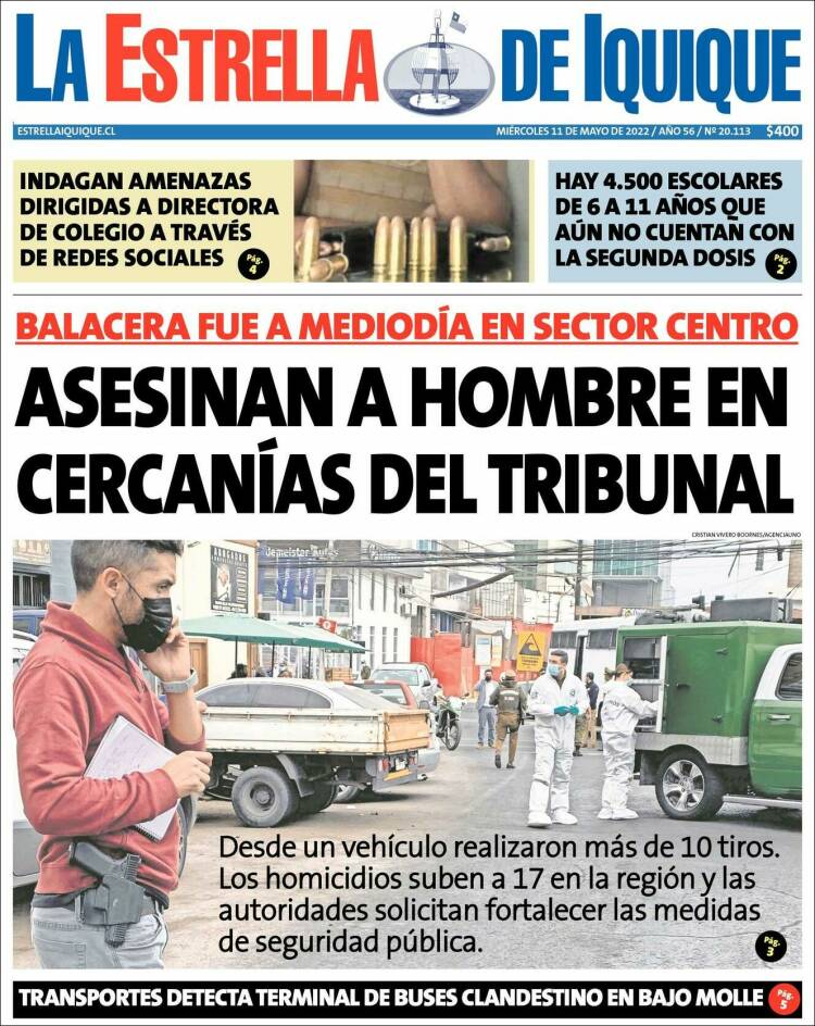 Portada de La Estrella de Iquique (Chile)