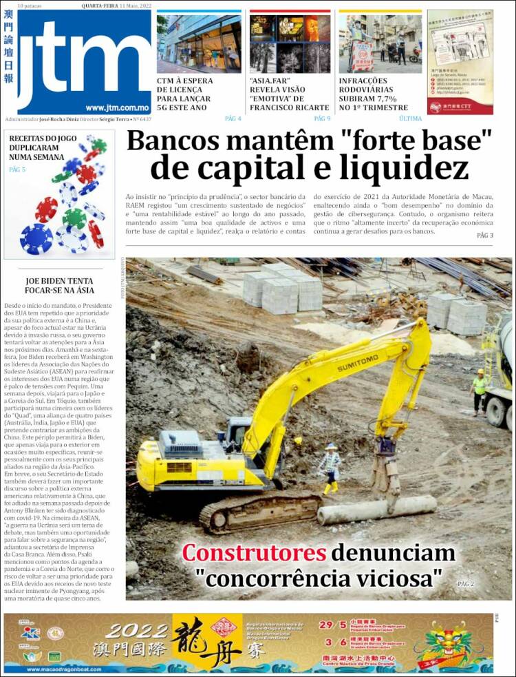 Portada de Jornal Tribuna de Macau (China)