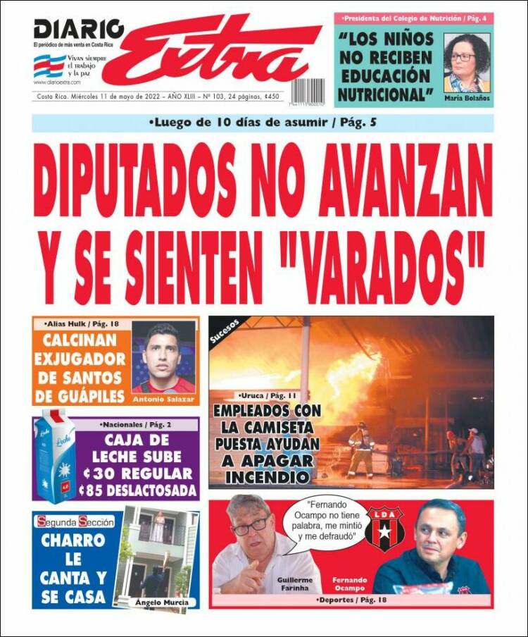 Portada de Diario Extra (Costa Rica)