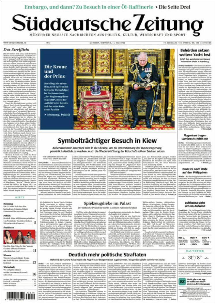 Portada de Sueddeutsche (Alemania)