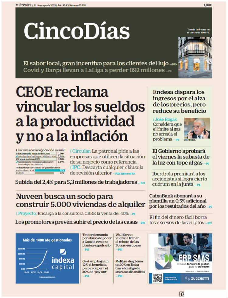 Portada de Cinco Días (Espa&ntilde;a)