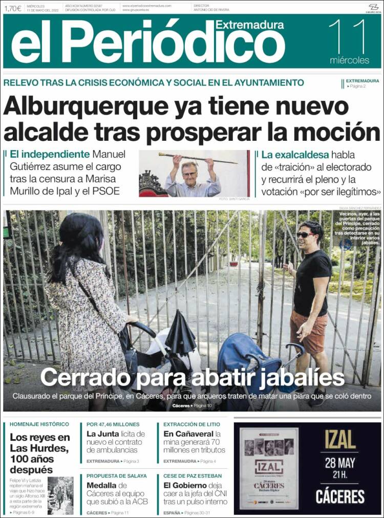 Portada de El Periódico de Extremadura (Espa&ntilde;a)