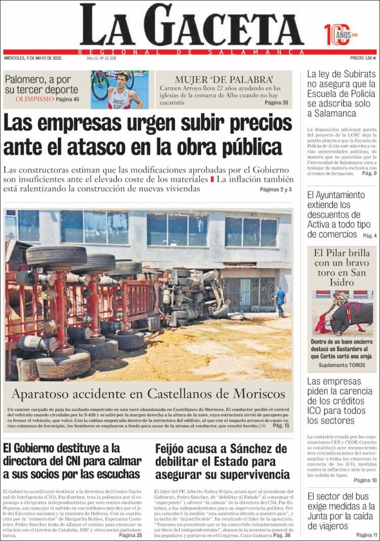 Portada de La Gaceta de Salamanca (Espa&ntilde;a)