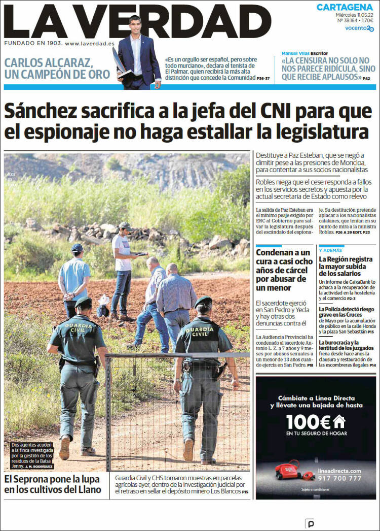 Portada de La Verdad de Cartagena (Espa&ntilde;a)